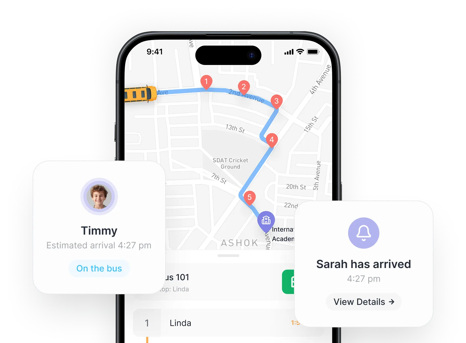 واجهة تطبيق LiveRoute على هاتف آيفون